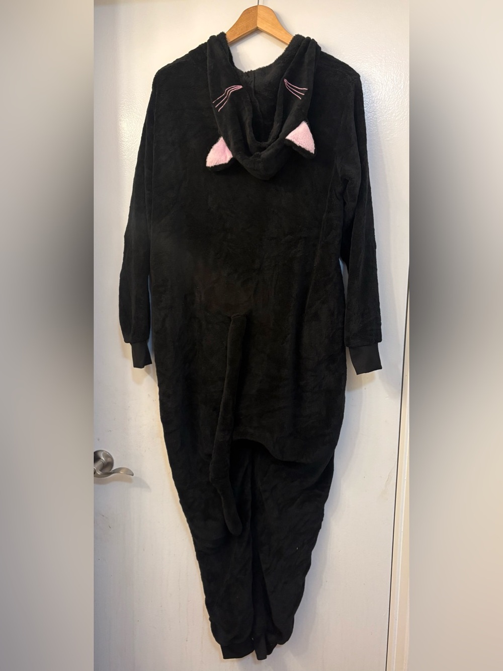 Cozy Cat Hooded Onesie Pajama - Black